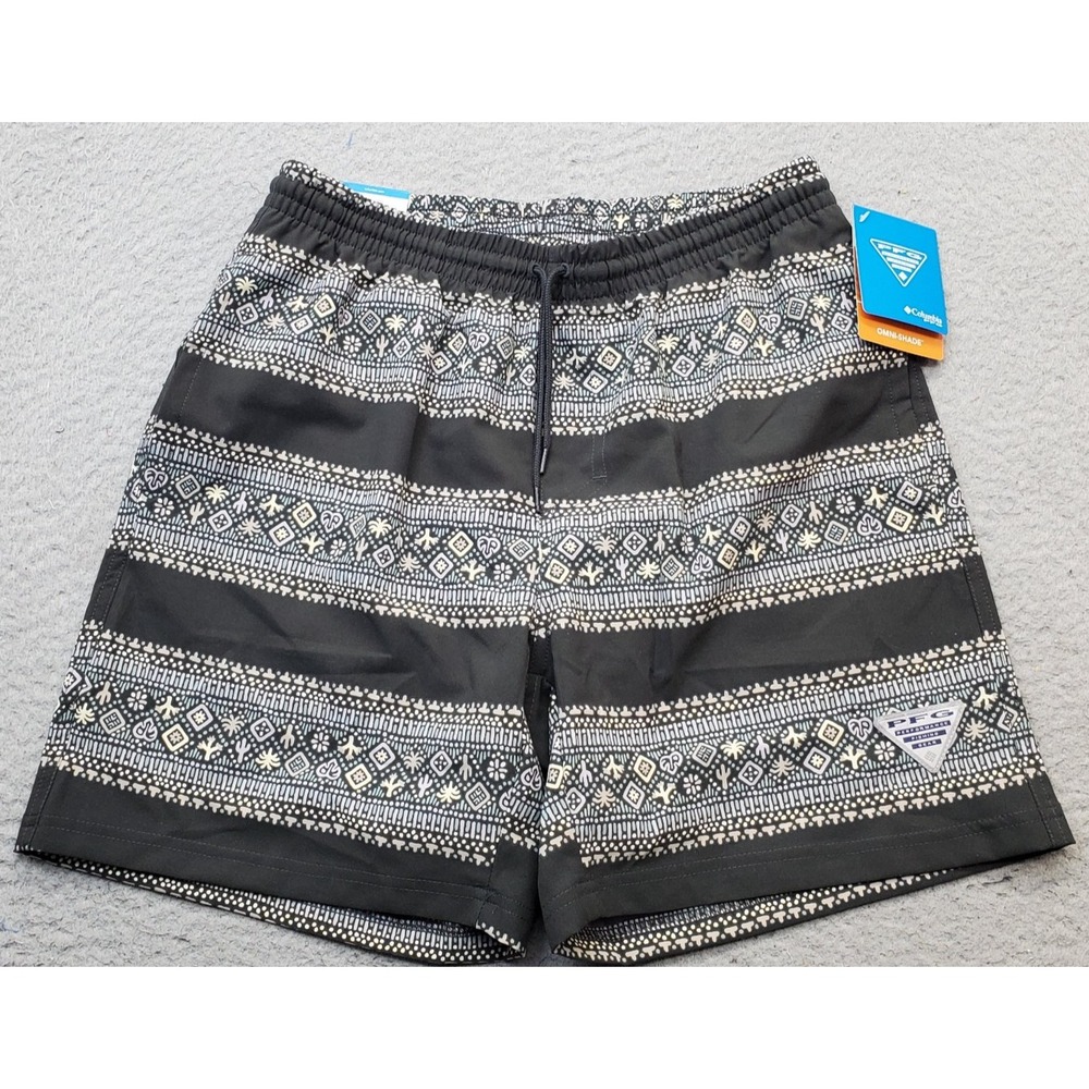 PFG Columbia Rambler Swim Shorts Mens S Multi Lined Omni Shade Drawstring Waist‎